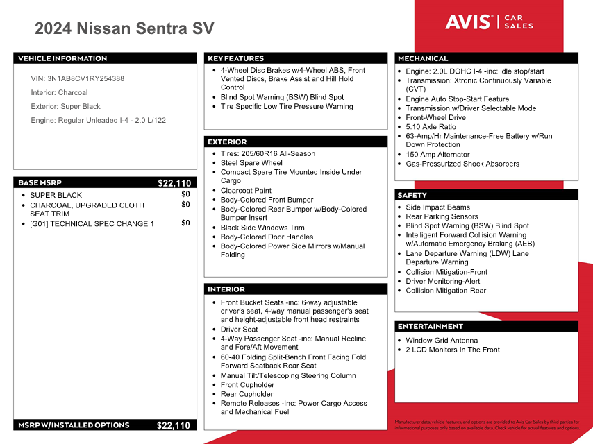 3N1AB8CV1RY254388 2024 Nissan Sentra Sv