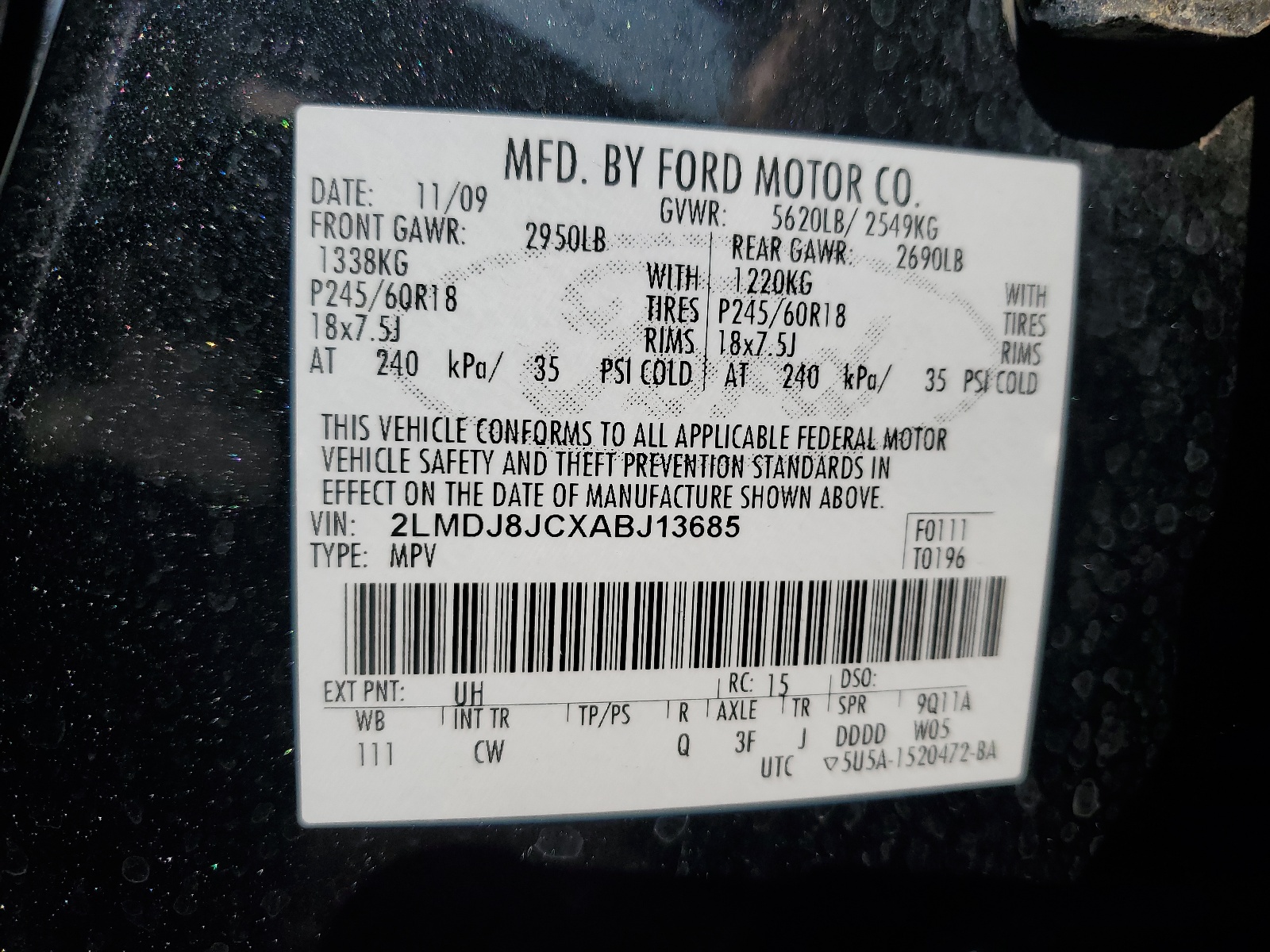 2LMDJ8JCXABJ13685 2010 Lincoln Mkx