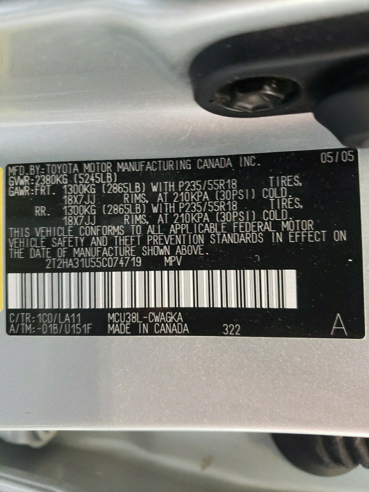 2T2HA31U55C074719 2005 Lexus Rx 330