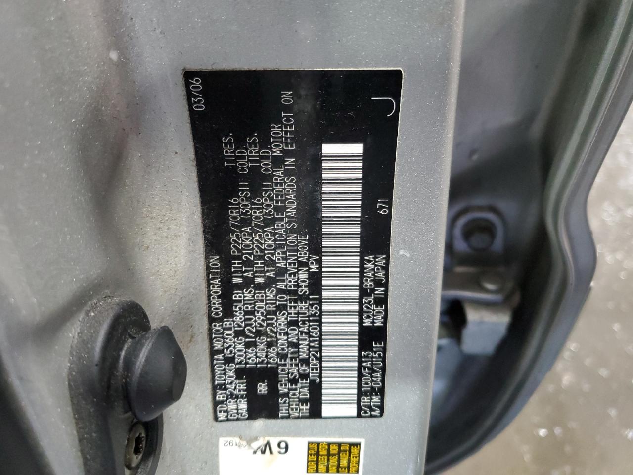 2006 Toyota Highlander Limited VIN: JTEDP21A160113511 Lot: 65979934