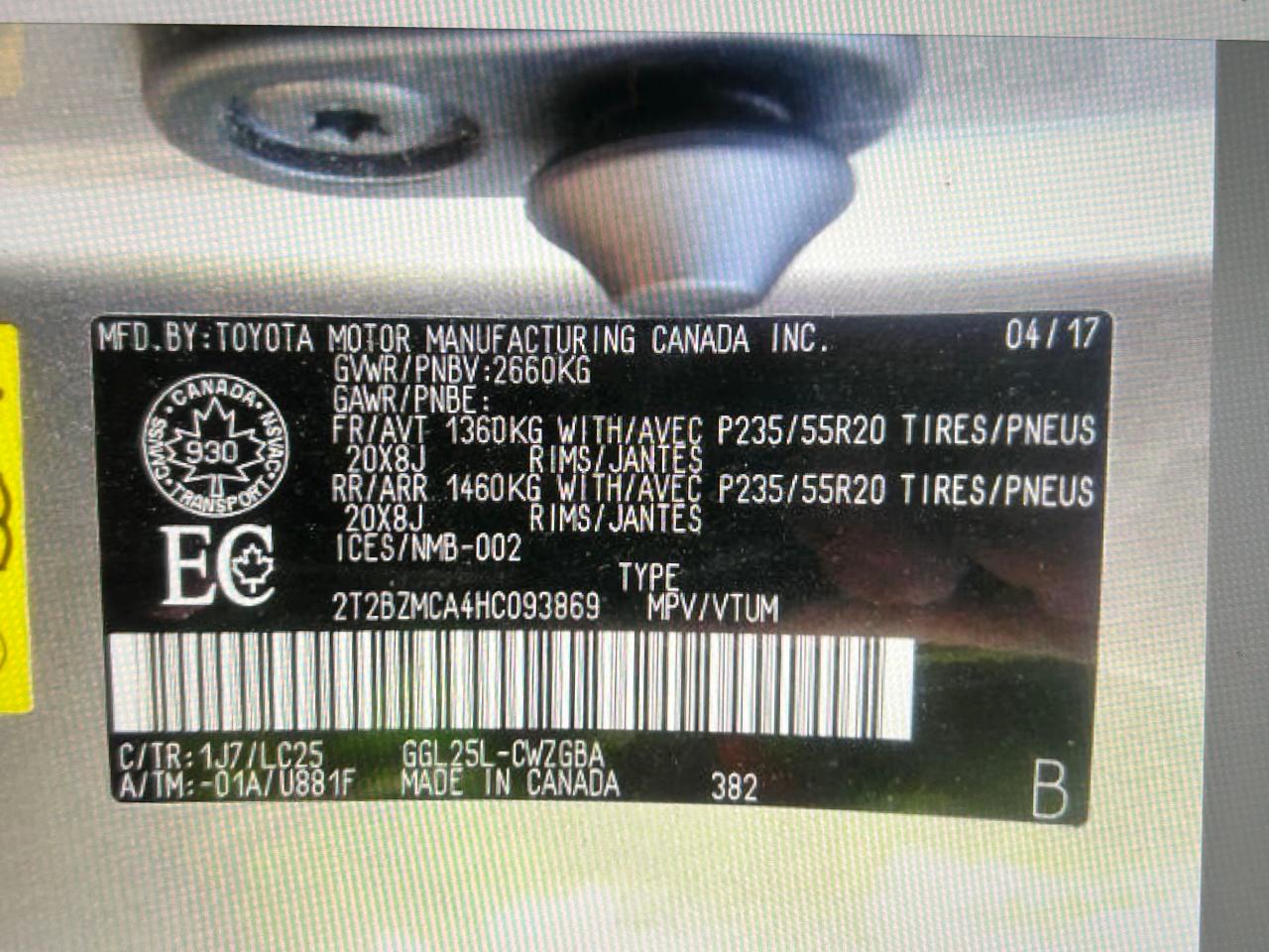 2017 Lexus Rx 350 Base VIN: 2T2BZMCA4HC093869 Lot: 68163524