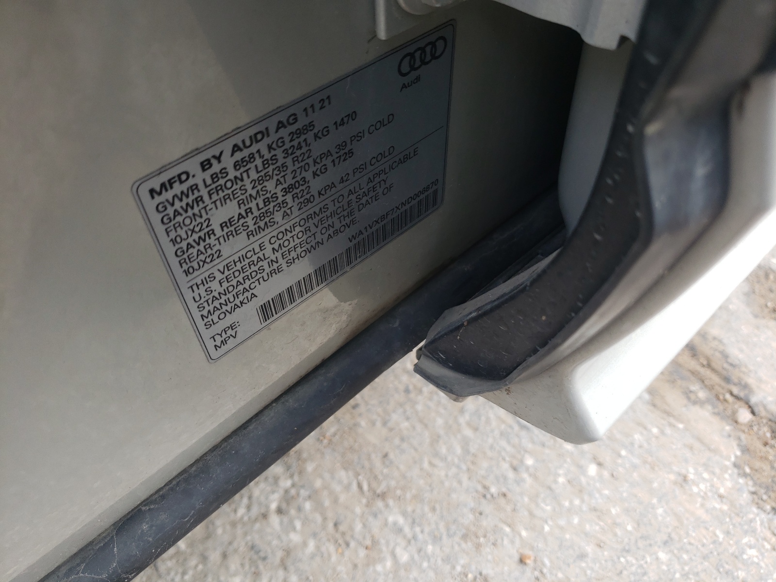 WA1VXBF7XND006870 2022 Audi Q7 Prestige