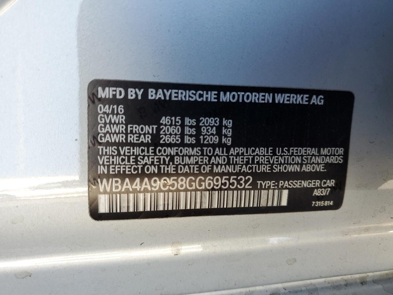 WBA4A9C58GG695532 2016 BMW 4 SERIES - Image 14