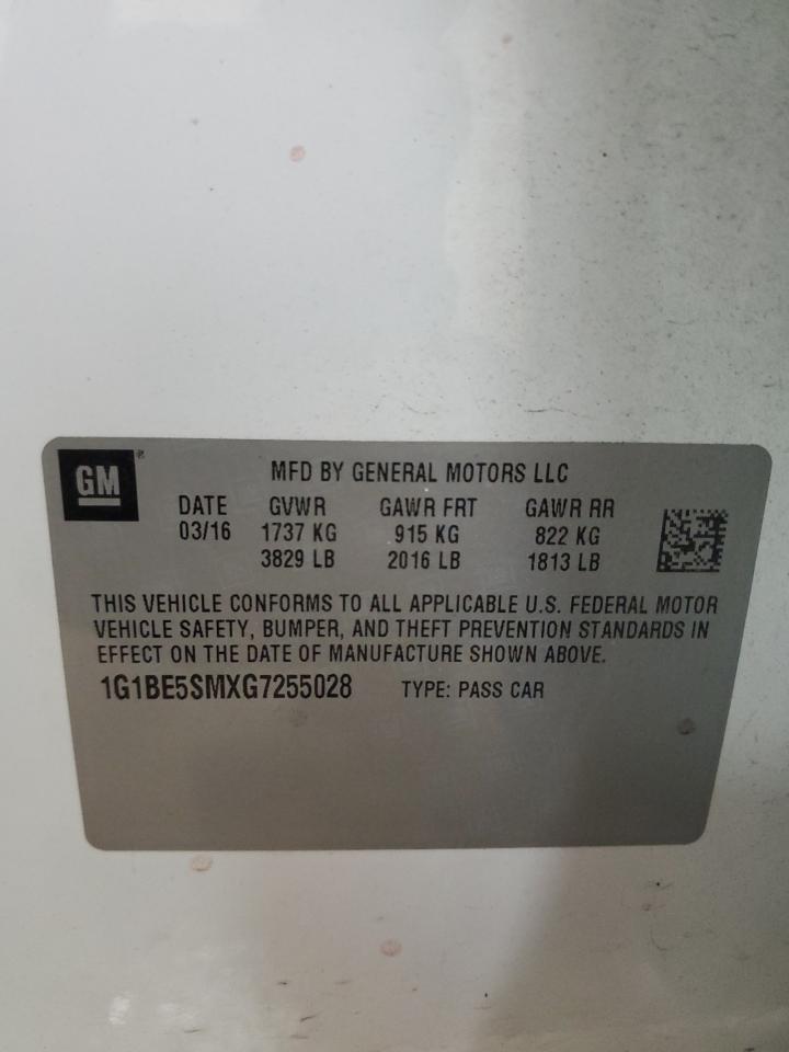 2016 Chevrolet Cruze Lt VIN: 1G1BE5SMXG7255028 Lot: 68090764