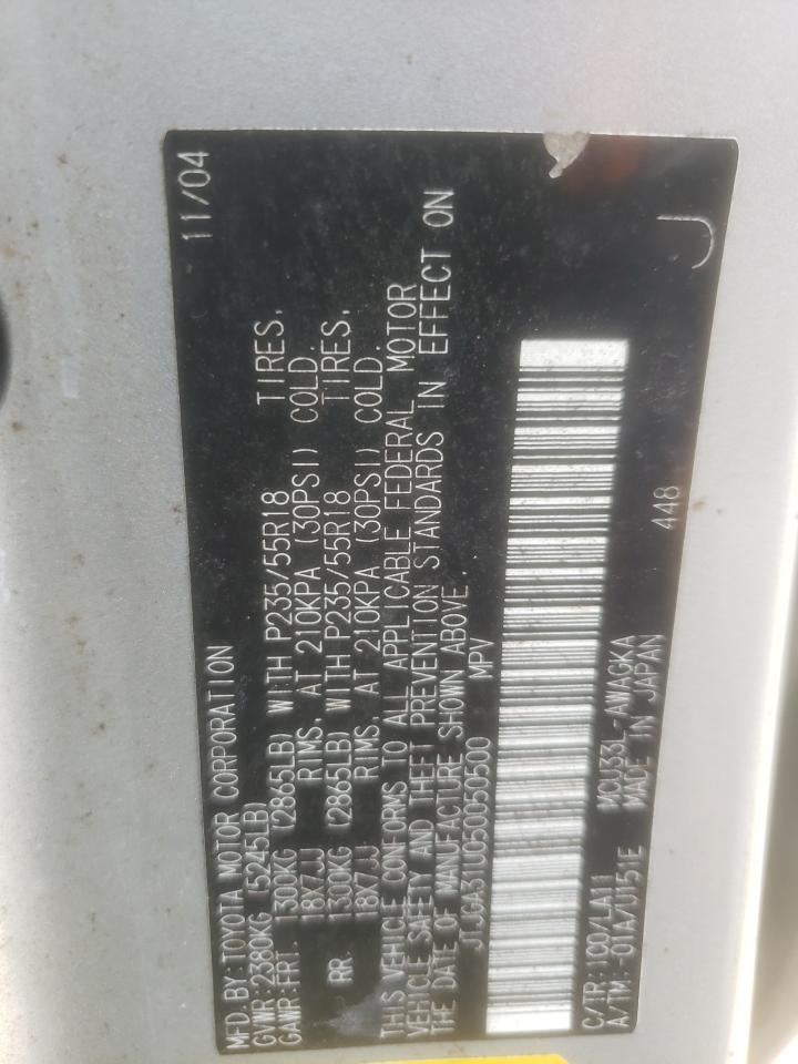 2005 Lexus Rx 330 VIN: JTJGA31U050050500 Lot: 66800784