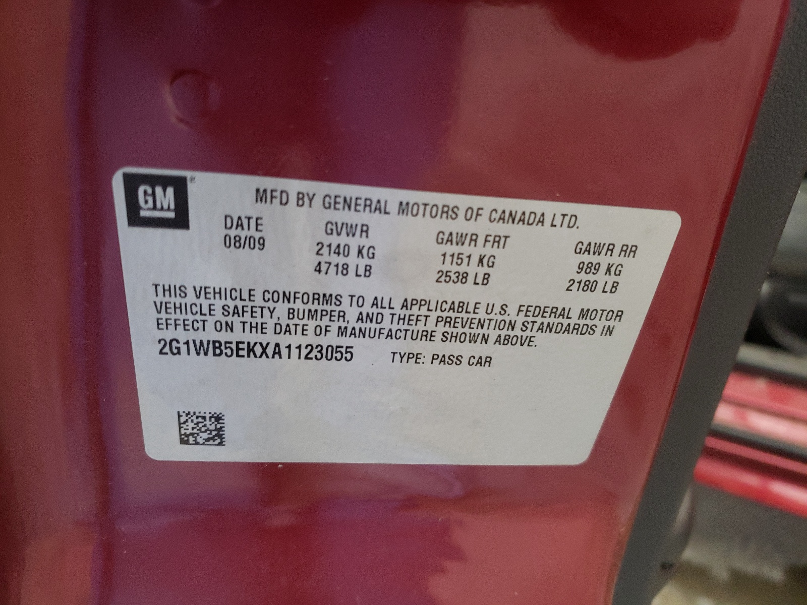 2G1WB5EKXA1123055 2010 Chevrolet Impala Lt