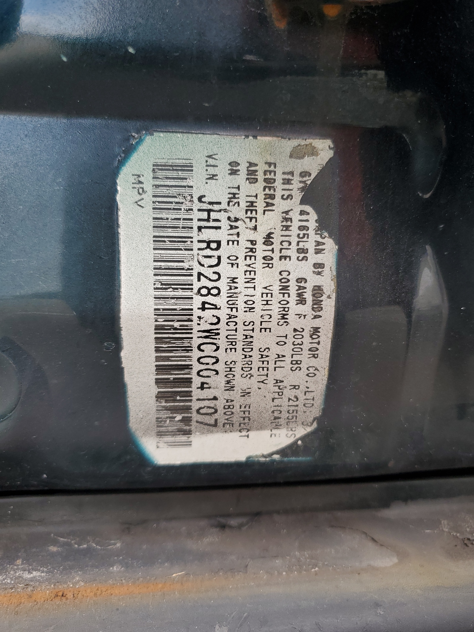 JHLRD2842WC004107 1998 Honda Cr-V Lx