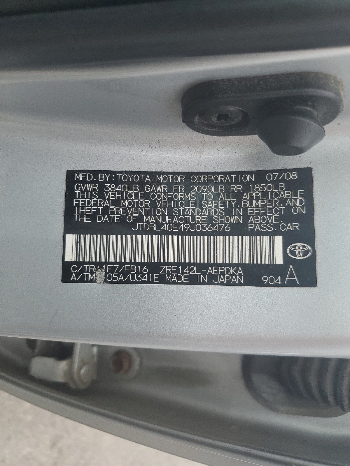 JTDBL40E49J036476 2009 Toyota Corolla Base