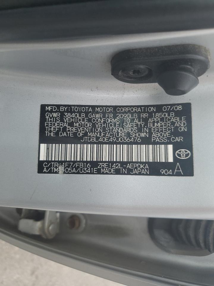 2009 Toyota Corolla Base VIN: JTDBL40E49J036476 Lot: 66336874