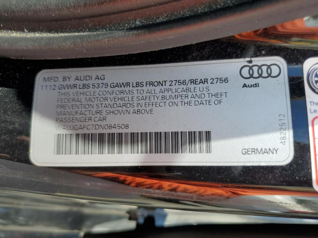 2013 Audi A6 Prestige VIN: WAUJGAFC7DN084508 Lot: 65906114