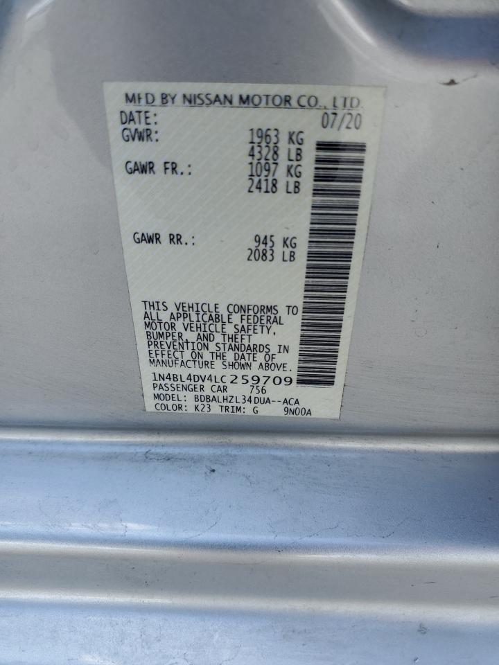 1N4BL4DV4LC259709 2020 Nissan Altima Sv