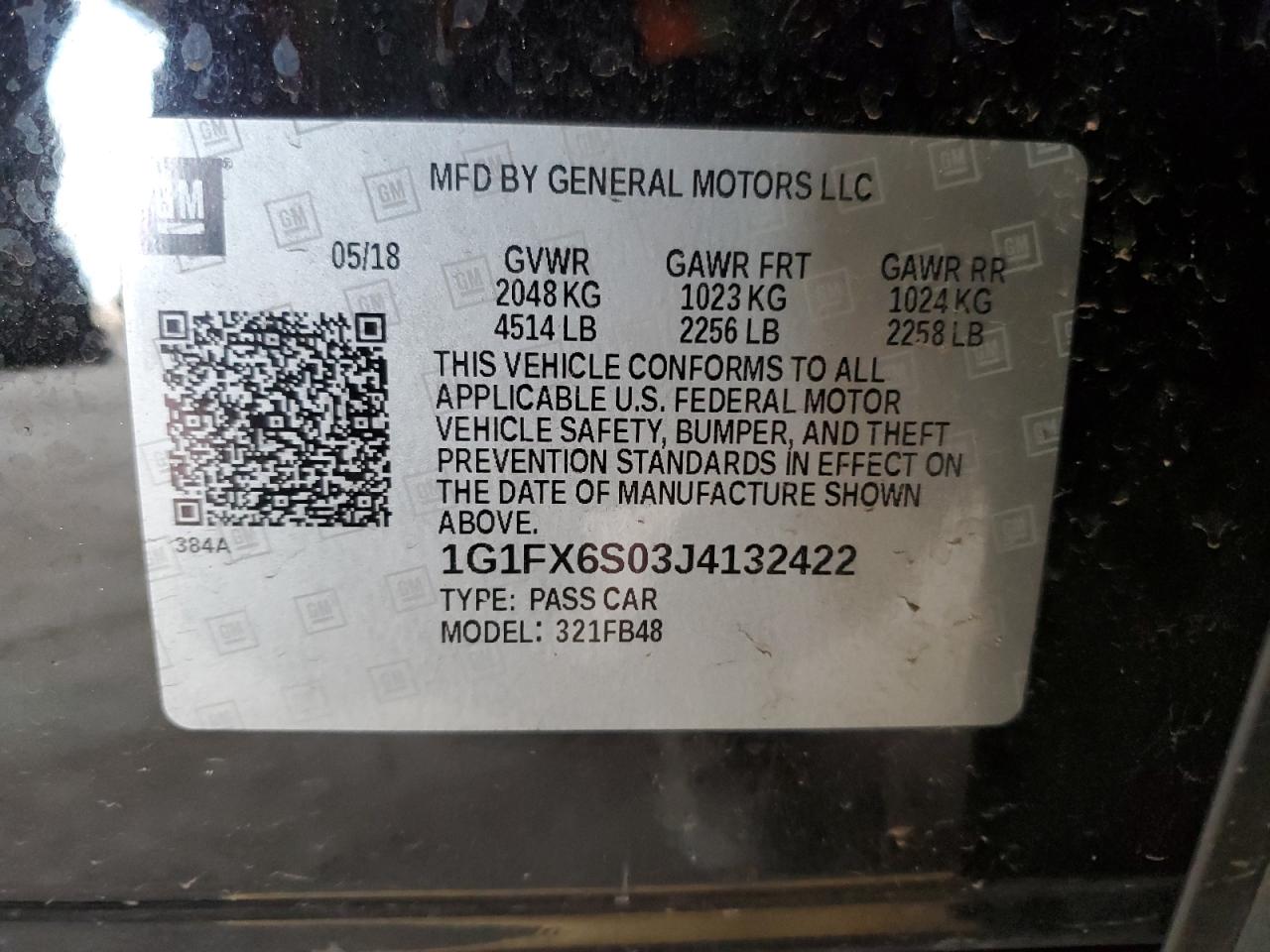 2018 Chevrolet Bolt Ev Premier VIN: 1G1FX6S03J4132422 Lot: 65186444