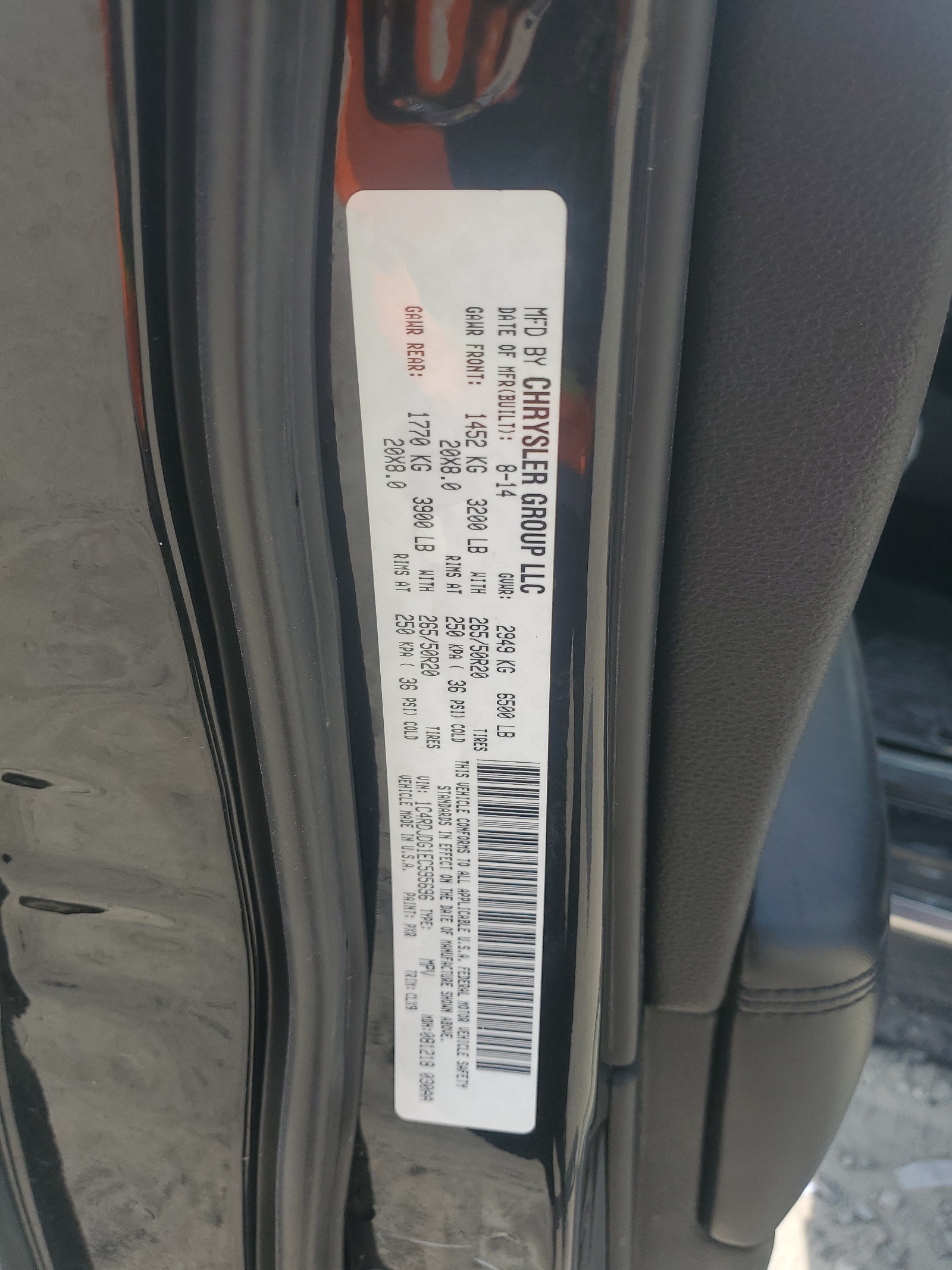 1C4RDJDG1EC595696 2014 Dodge Durango Limited