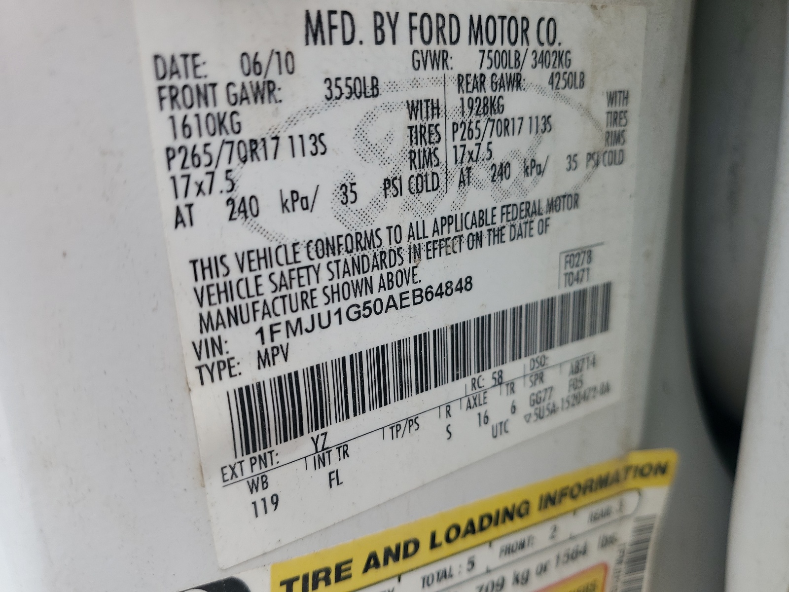 1FMJU1G50AEB64848 2010 Ford Expedition Xlt