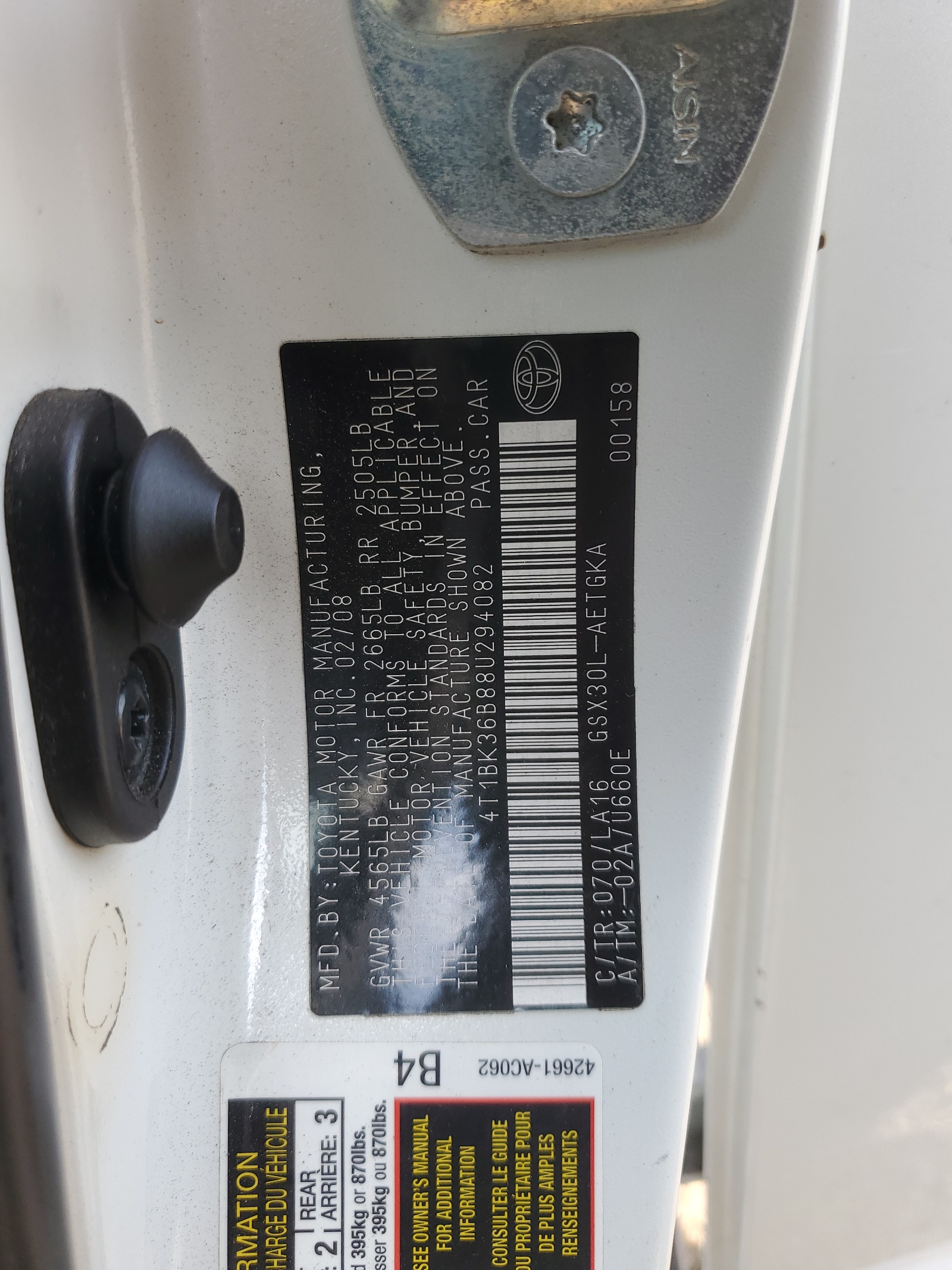 4T1BK36B88U294082 2008 Toyota Avalon Xl