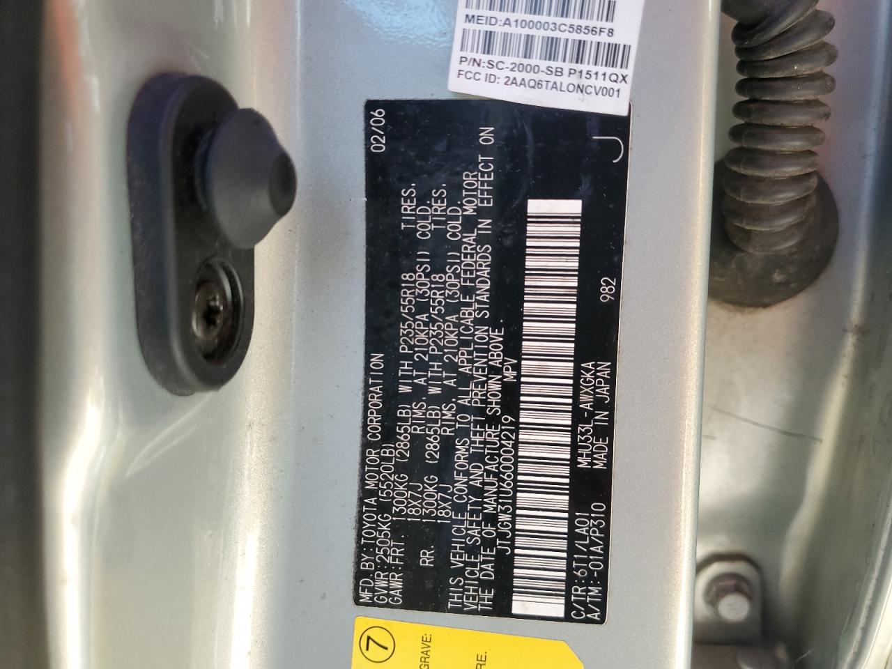 2006 Lexus Rx 400 VIN: JTJGW31U660004219 Lot: 67400284