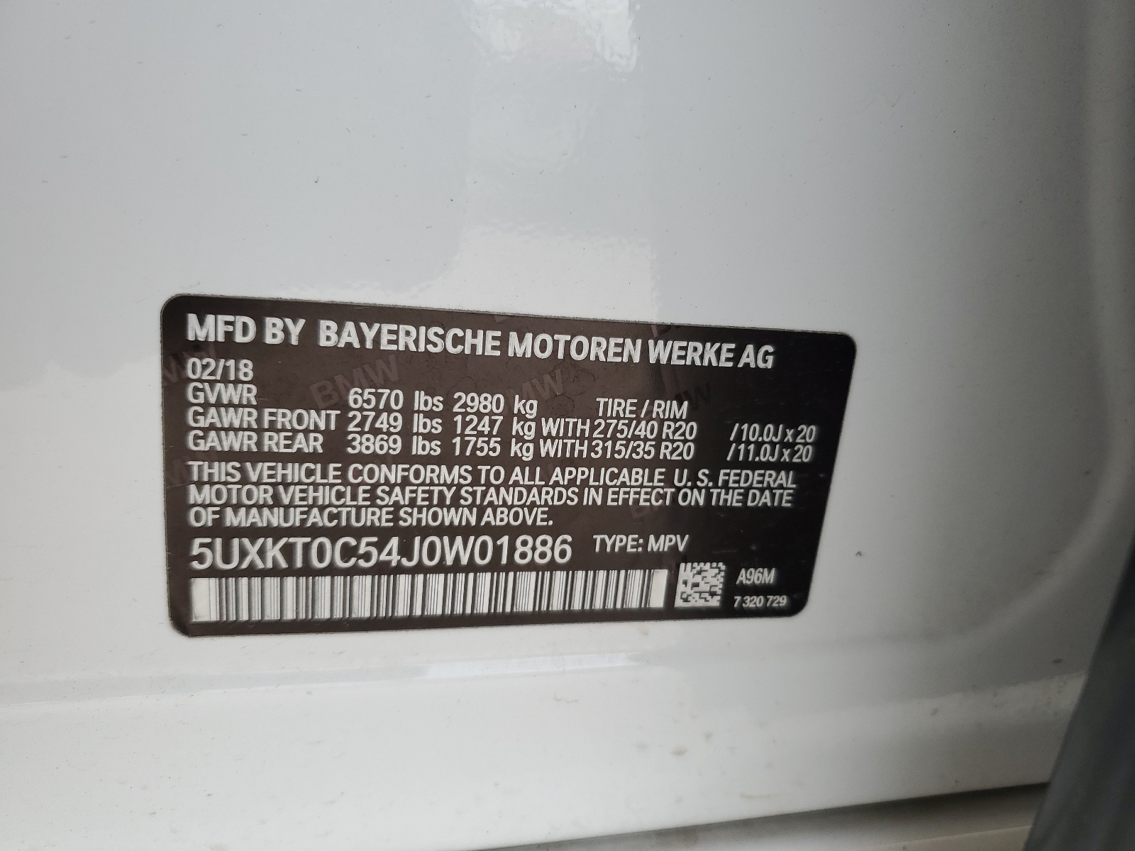 5UXKT0C54J0W01886 2018 BMW X5 Xdr40E