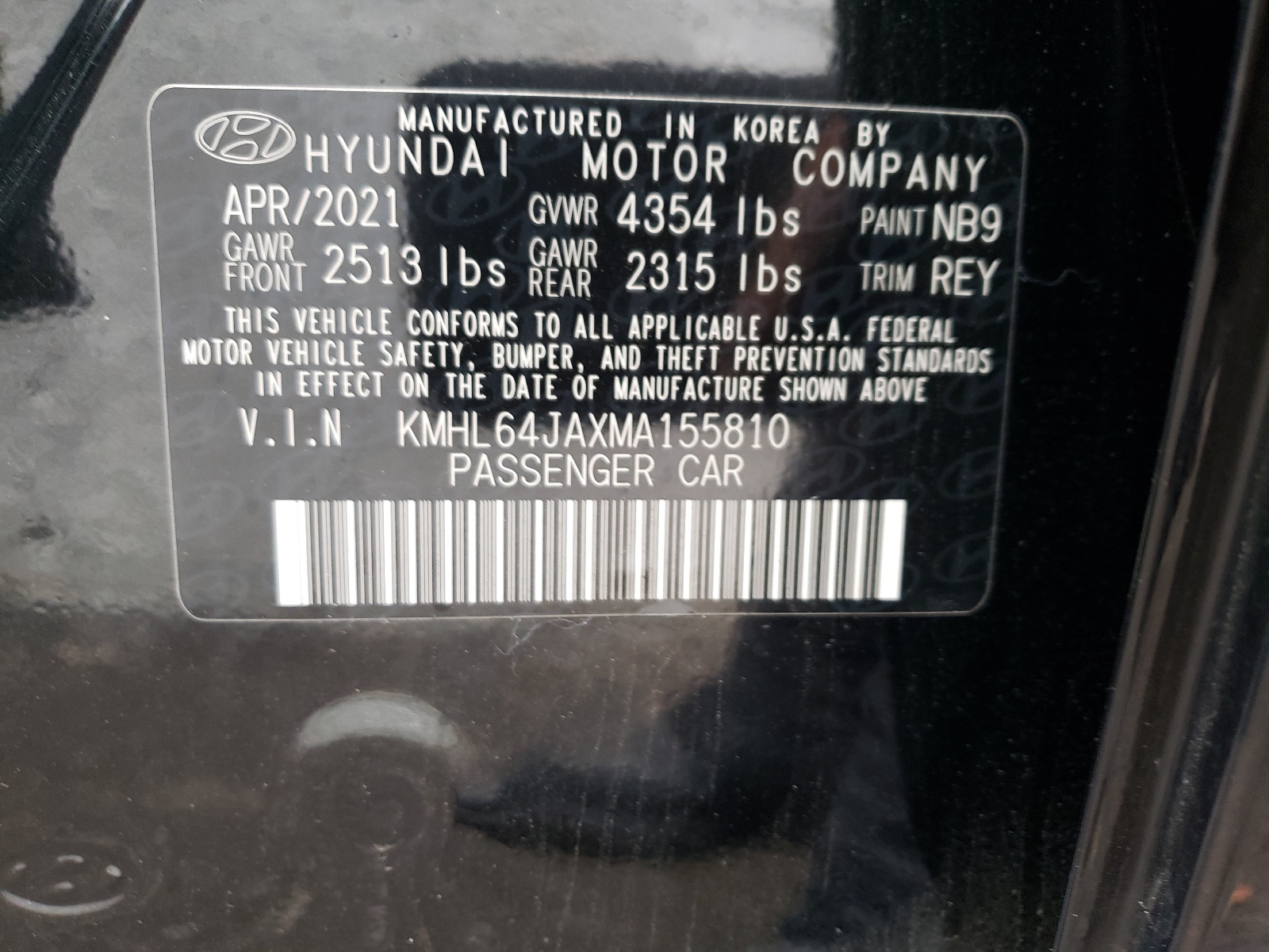 KMHL64JAXMA155810 2021 Hyundai Sonata Sel