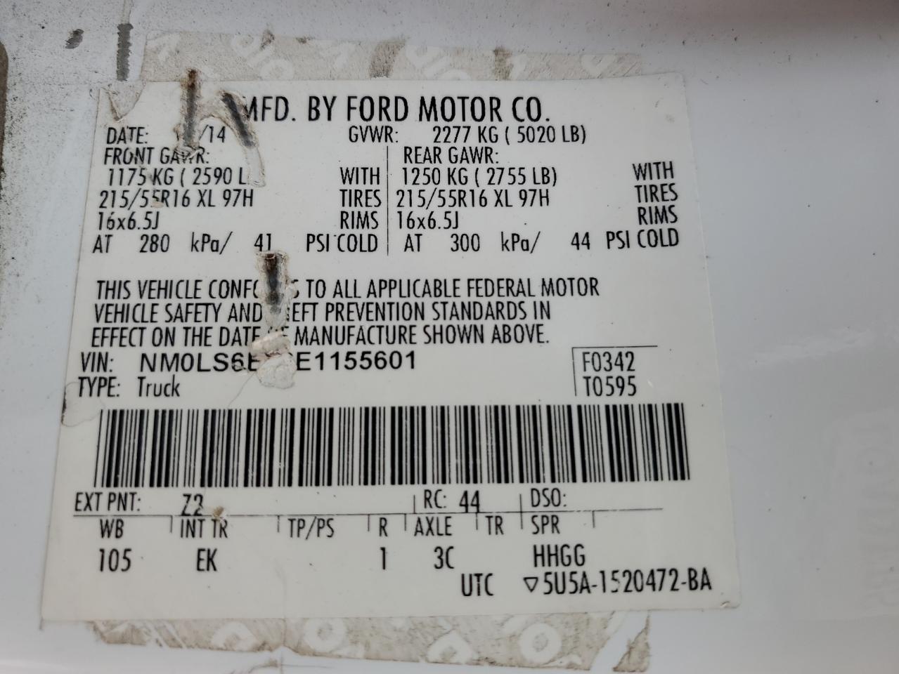 NM0LS6E70E1155601 2014 Ford Transit Connect Xl