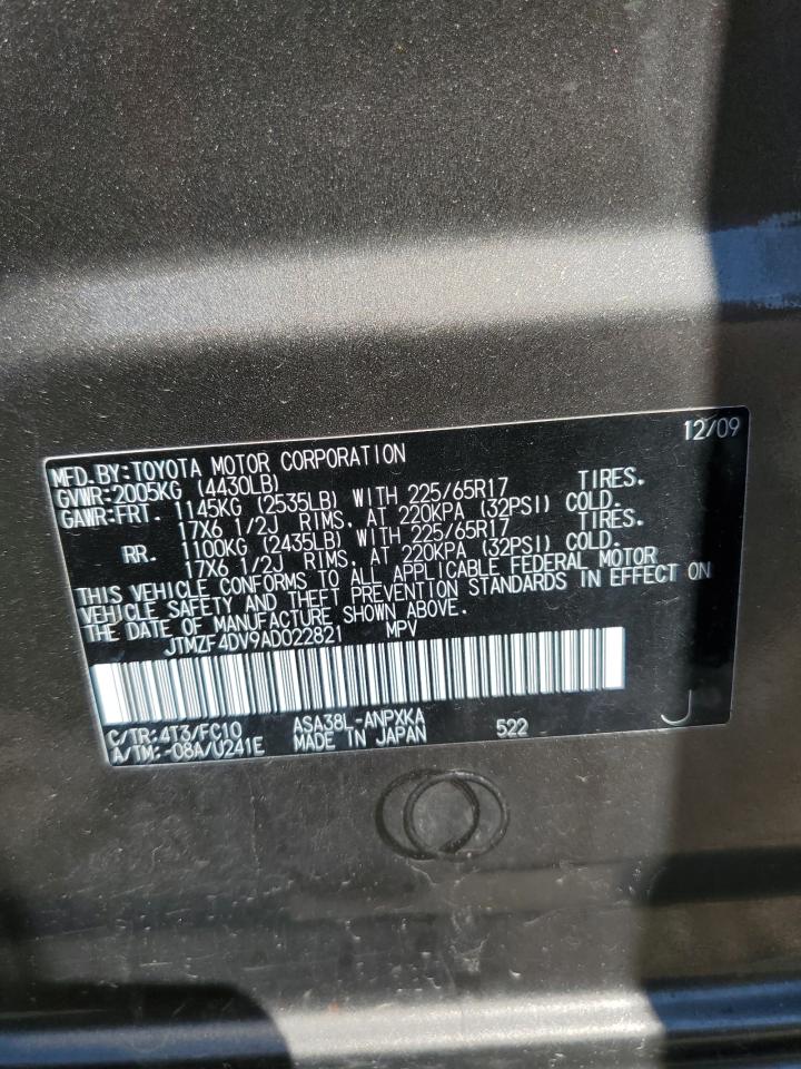 2010 Toyota Rav4 VIN: JTMZF4DV9AD022821 Lot: 66383474