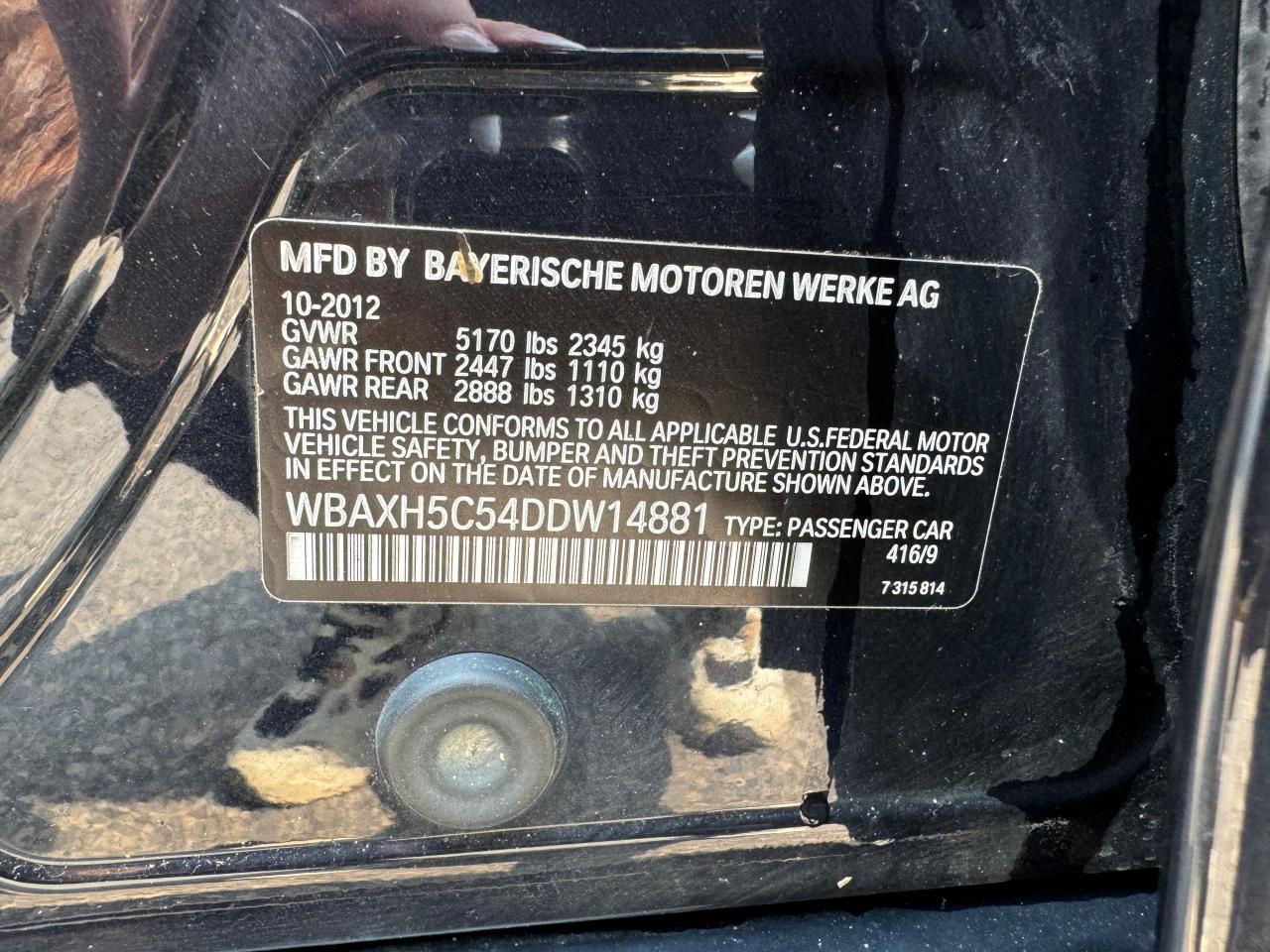 2013 BMW 528 Xi VIN: WBAXH5C54DDW14881 Lot: 67714954