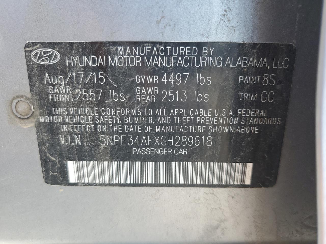 2016 Hyundai Sonata Sport VIN: 5NPE34AFXGH289618 Lot: 67865314