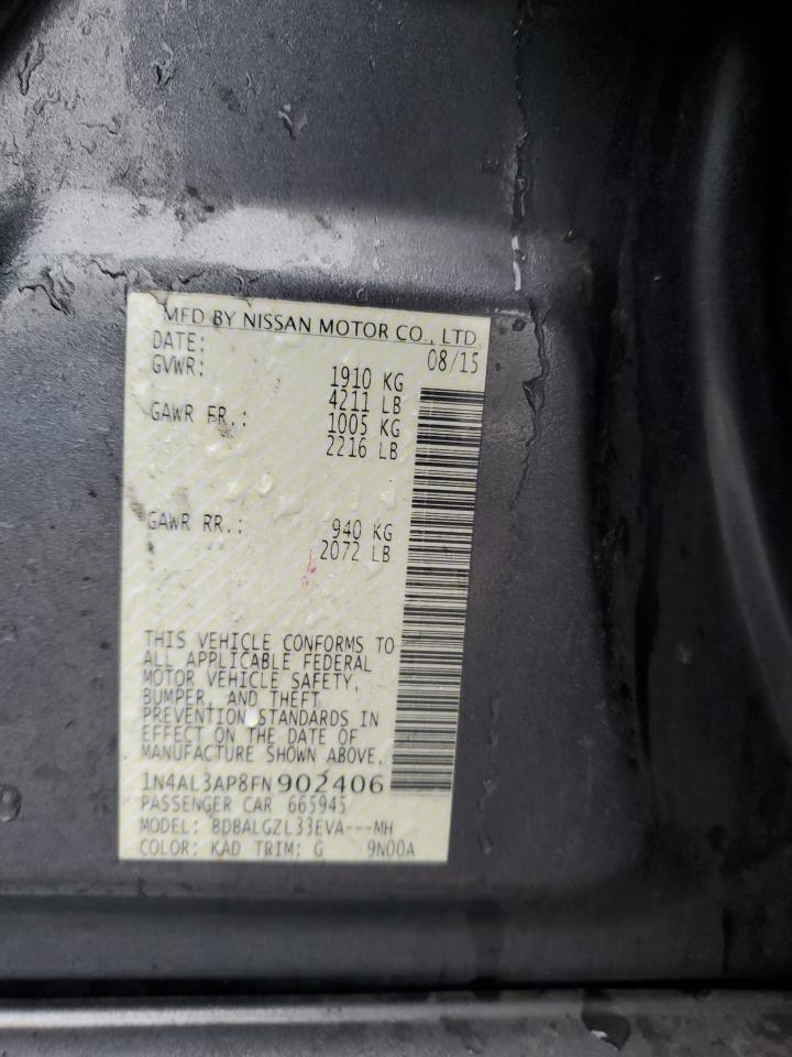 2015 Nissan Altima 2.5 VIN: 1N4AL3AP8FN902406 Lot: 66125594