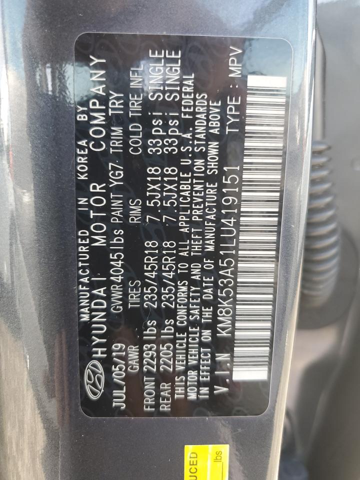 2020 Hyundai Kona Ultimate VIN: KM8K53A51LU419151 Lot: 67096104