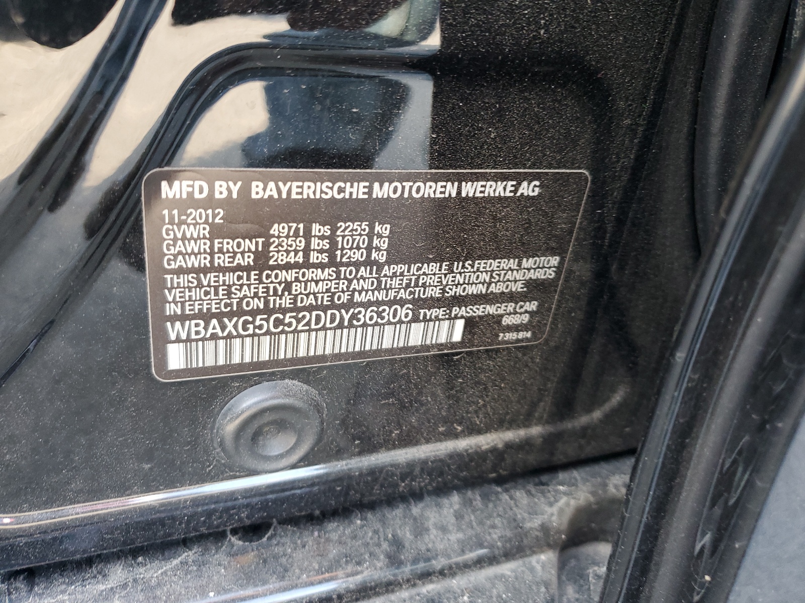 WBAXG5C52DDY36306 2013 BMW 528 I