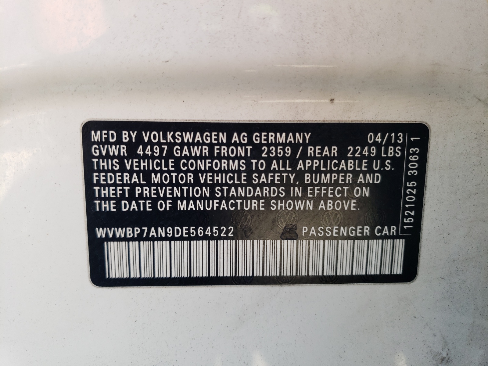 WVWBP7AN9DE564522 2013 Volkswagen Cc Sport