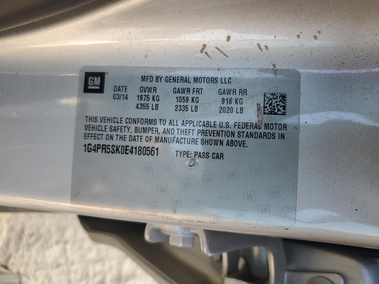 1G4PR5SK0E4180561 2014 Buick Verano Convenience