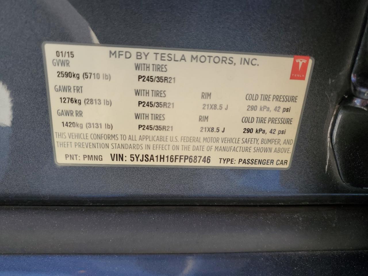 5YJSA1H16FFP68746 2015 Tesla Model S 85