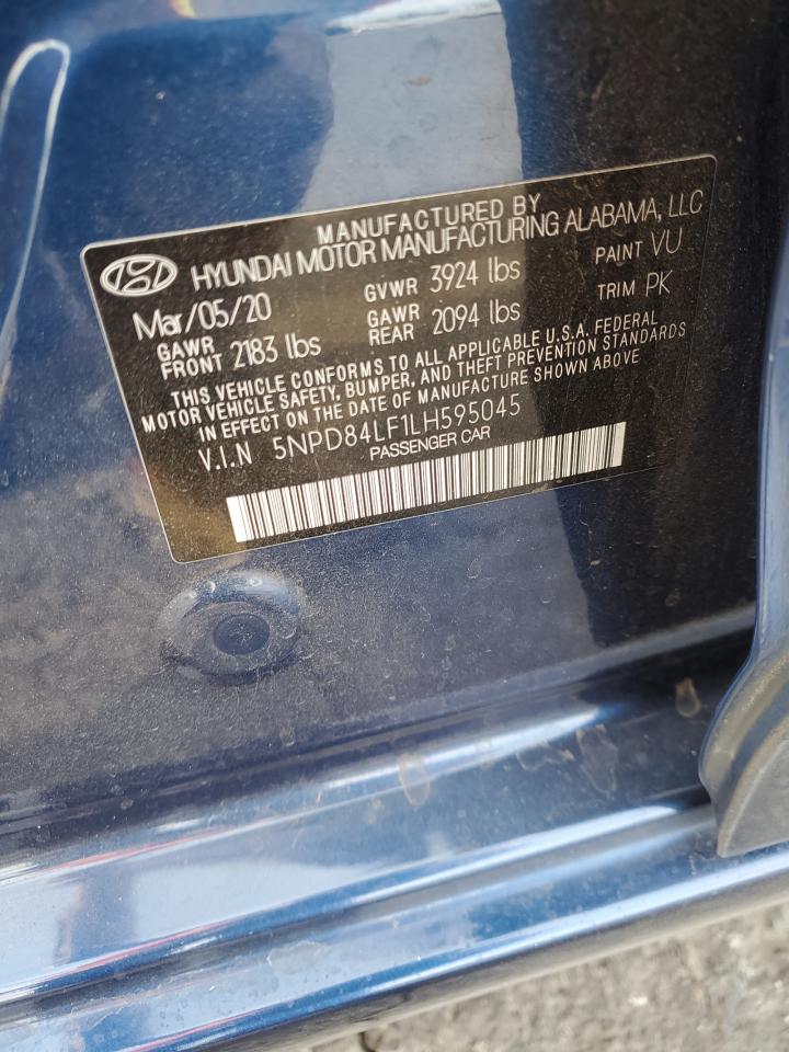 2020 Hyundai Elantra Sel VIN: 5NPD84LF1LH595045 Lot: 66439934