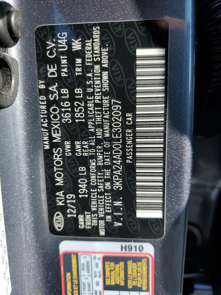 2020 Kia Rio Lx VIN: 3KPA24AD0LE302097 Lot: 66643314