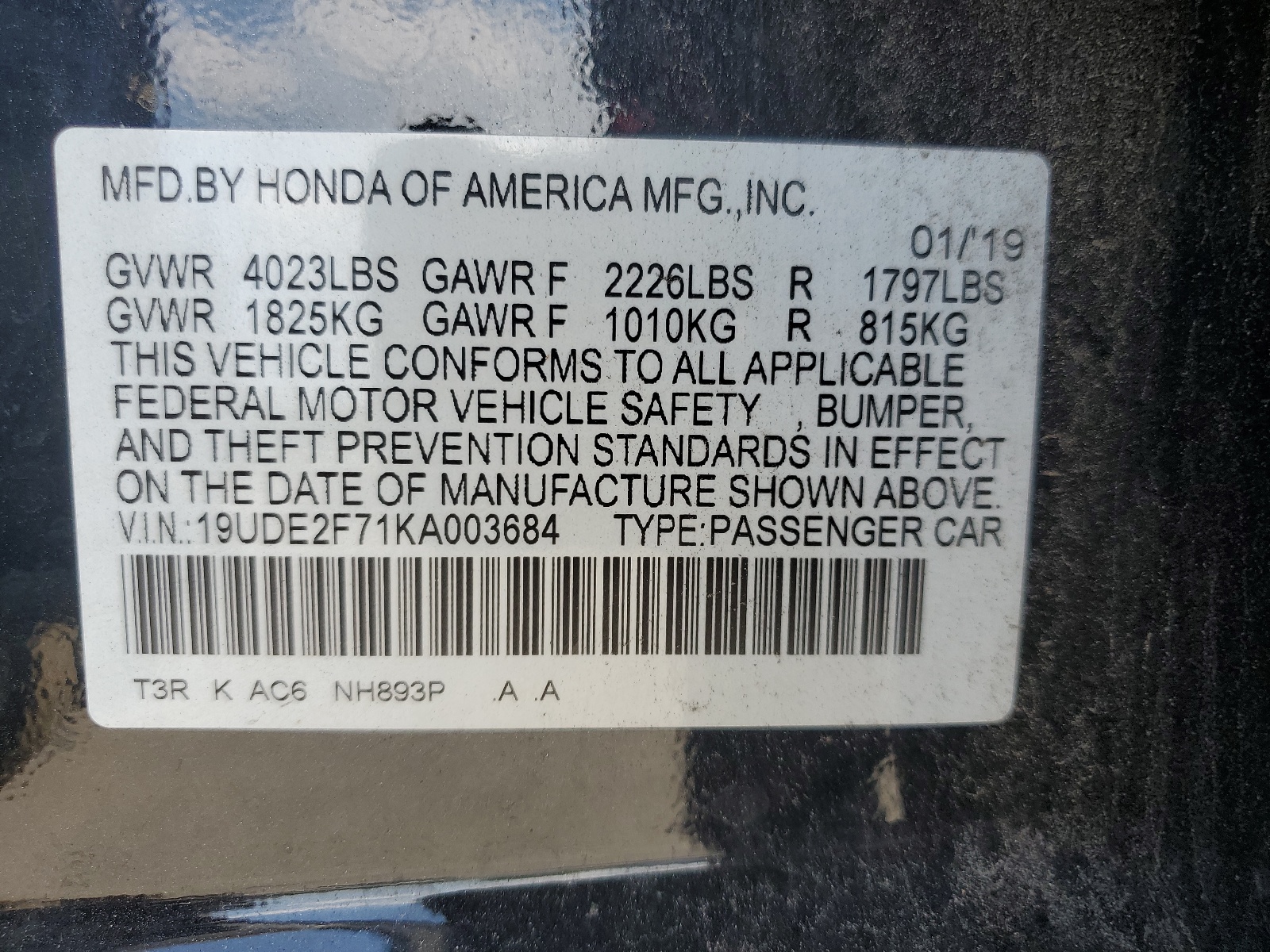 19UDE2F71KA003684 2019 Acura Ilx Premium