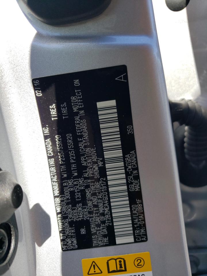 2016 Lexus Rx 350 Base VIN: 2T2BZMCA4GC019172 Lot: 68060604