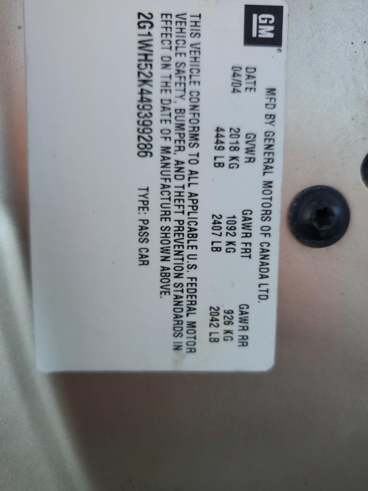 2004 Chevrolet Impala Ls VIN: 2G1WH52K449399286 Lot: 67039654