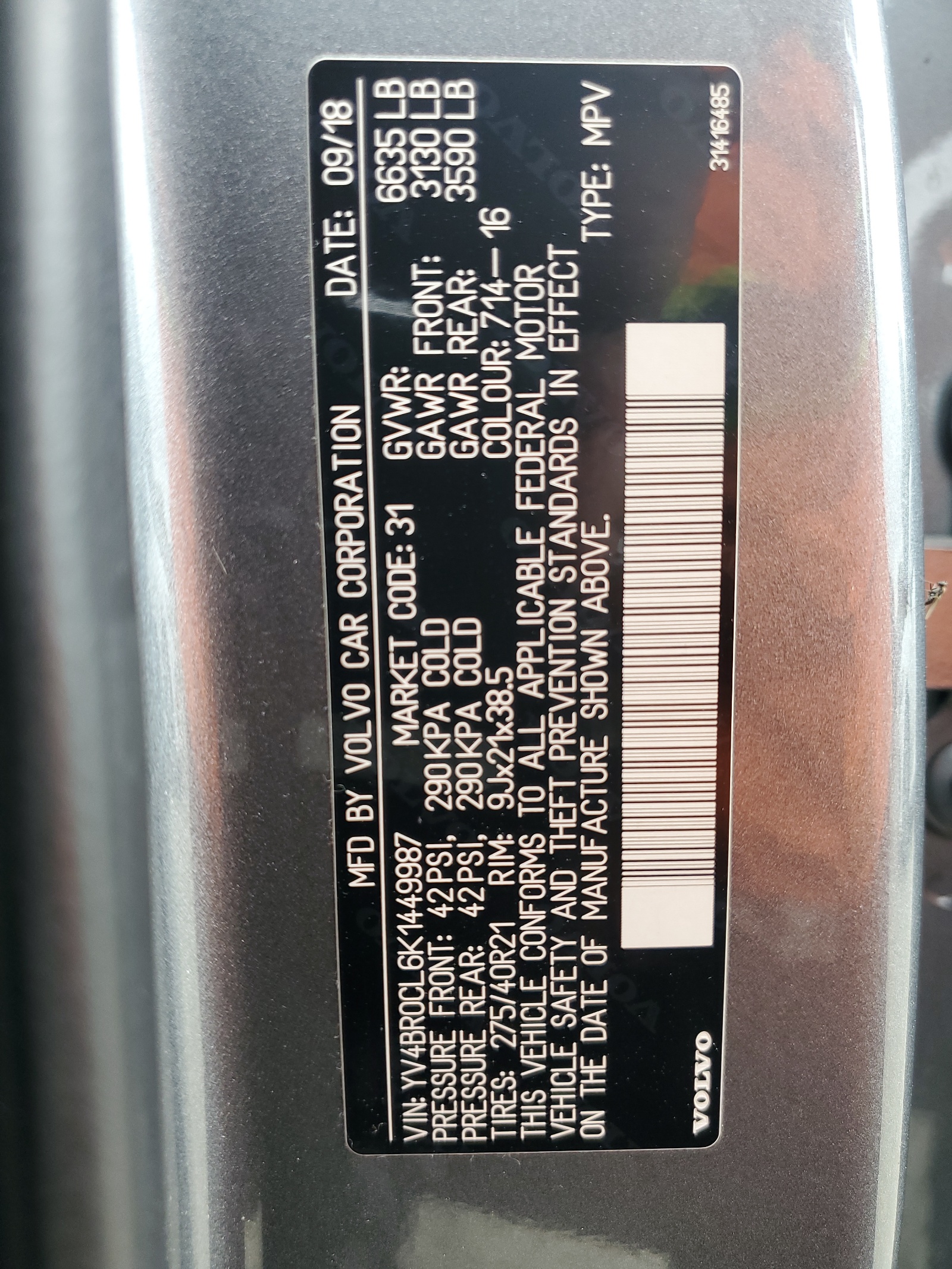 YV4BR0CL6K1449987 2019 Volvo Xc90 T8 Inscription