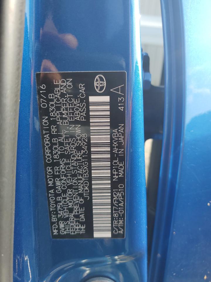 JTDKDTB3XG1134928 2016 Toyota Prius C