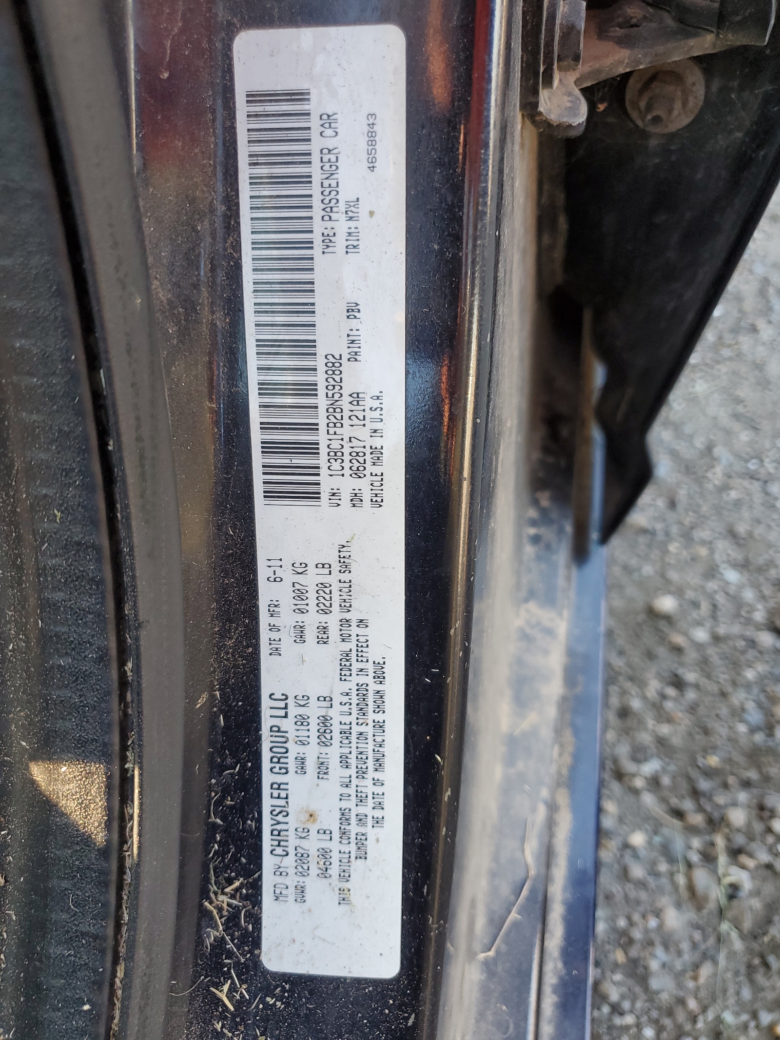 1C3BC1FB2BN592882 2011 Chrysler 200 Touring