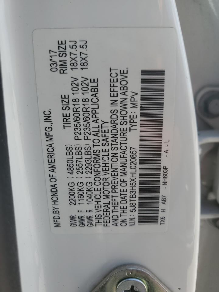 5J8TB3H5XHL020857 2017 Acura Rdx Technology