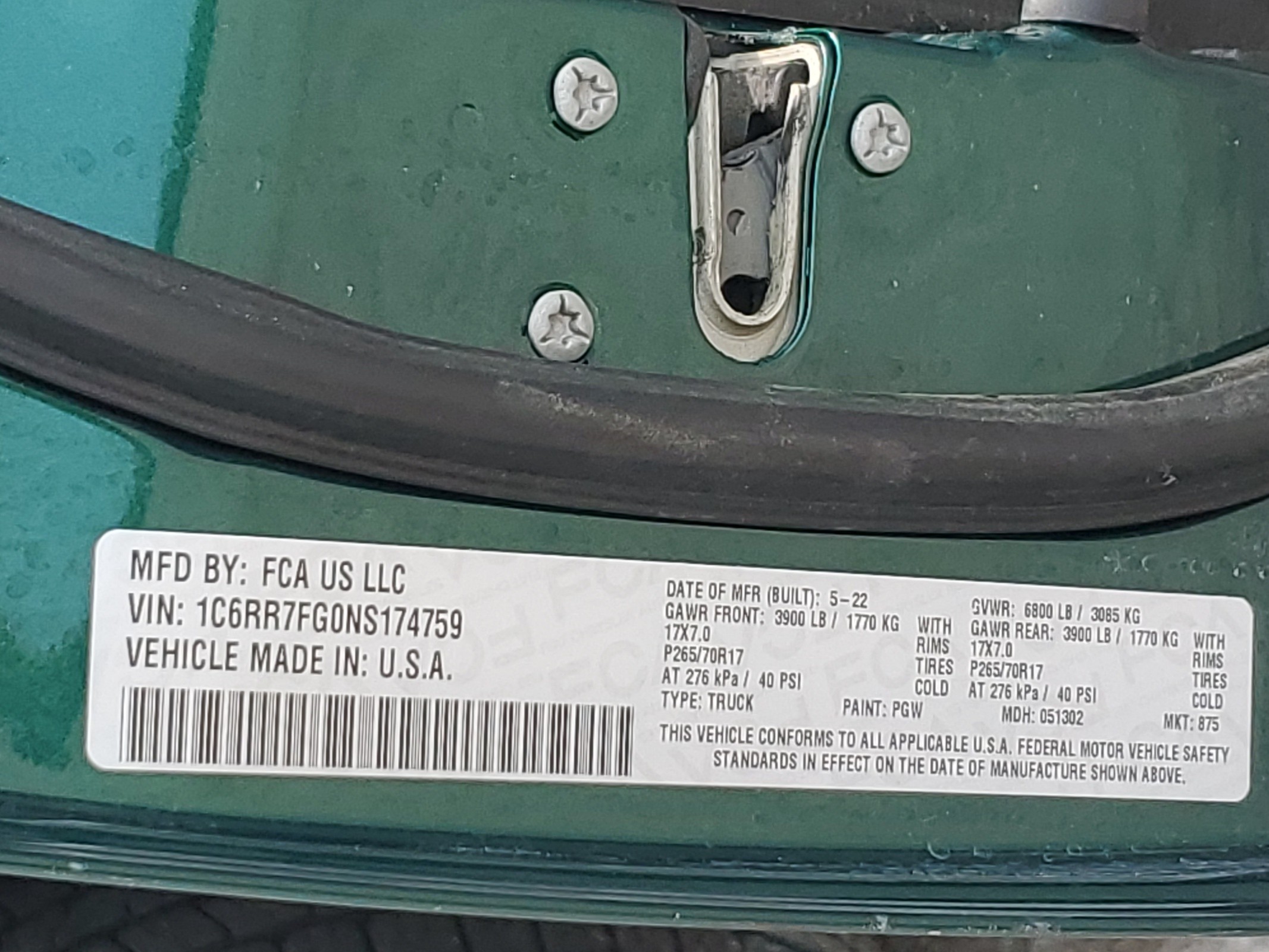 1C6RR7FG0NS174759 2022 Ram 1500 Classic Tradesman