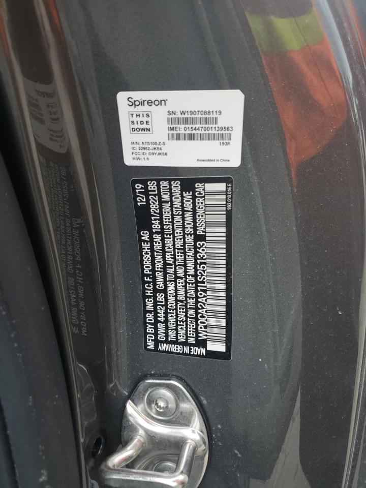 2020 Porsche 911 Carrera VIN: WP0CA2A91LS251363 Lot: 65738164