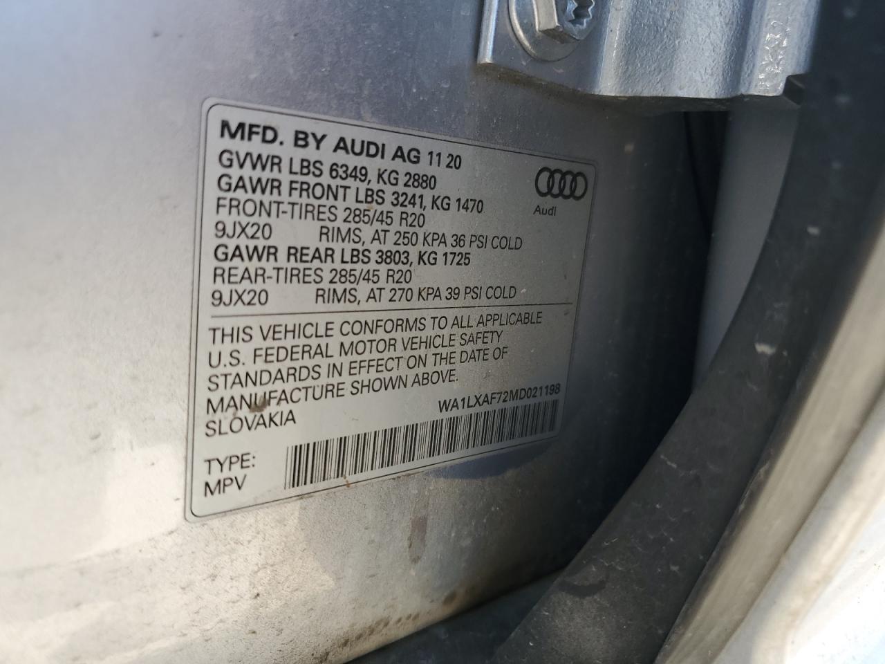 WA1LXAF72MD021198 2021 Audi Q7 Premium Plus