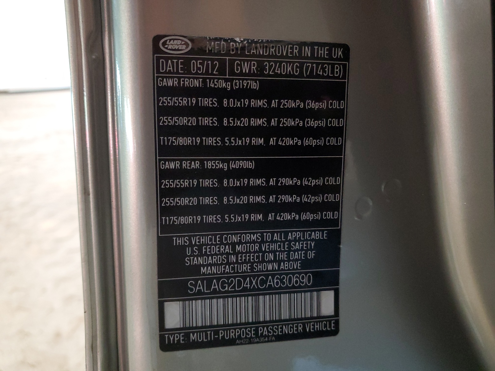 SALAG2D4XCA630690 2012 Land Rover Lr4 Hse