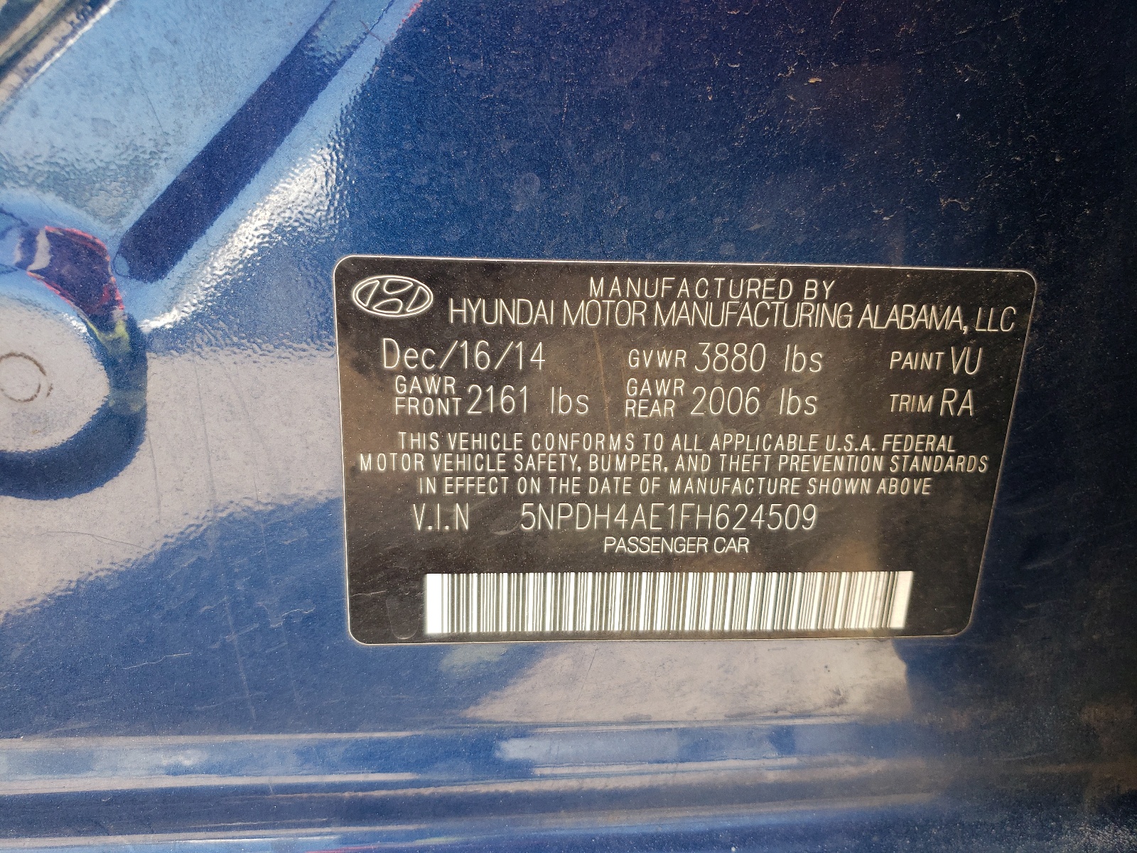 5NPDH4AE1FH624509 2015 Hyundai Elantra Se