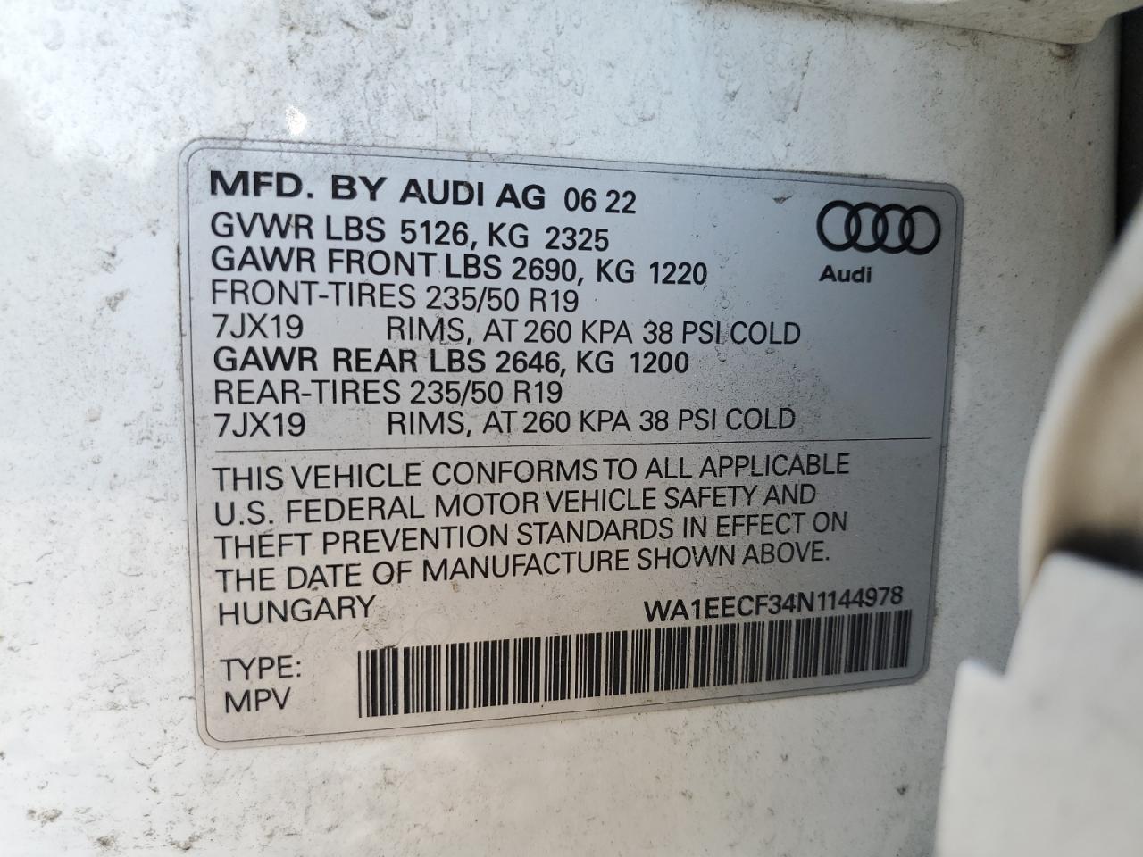 WA1EECF34N1144978 2022 Audi Q3 Premium Plus S Line 45