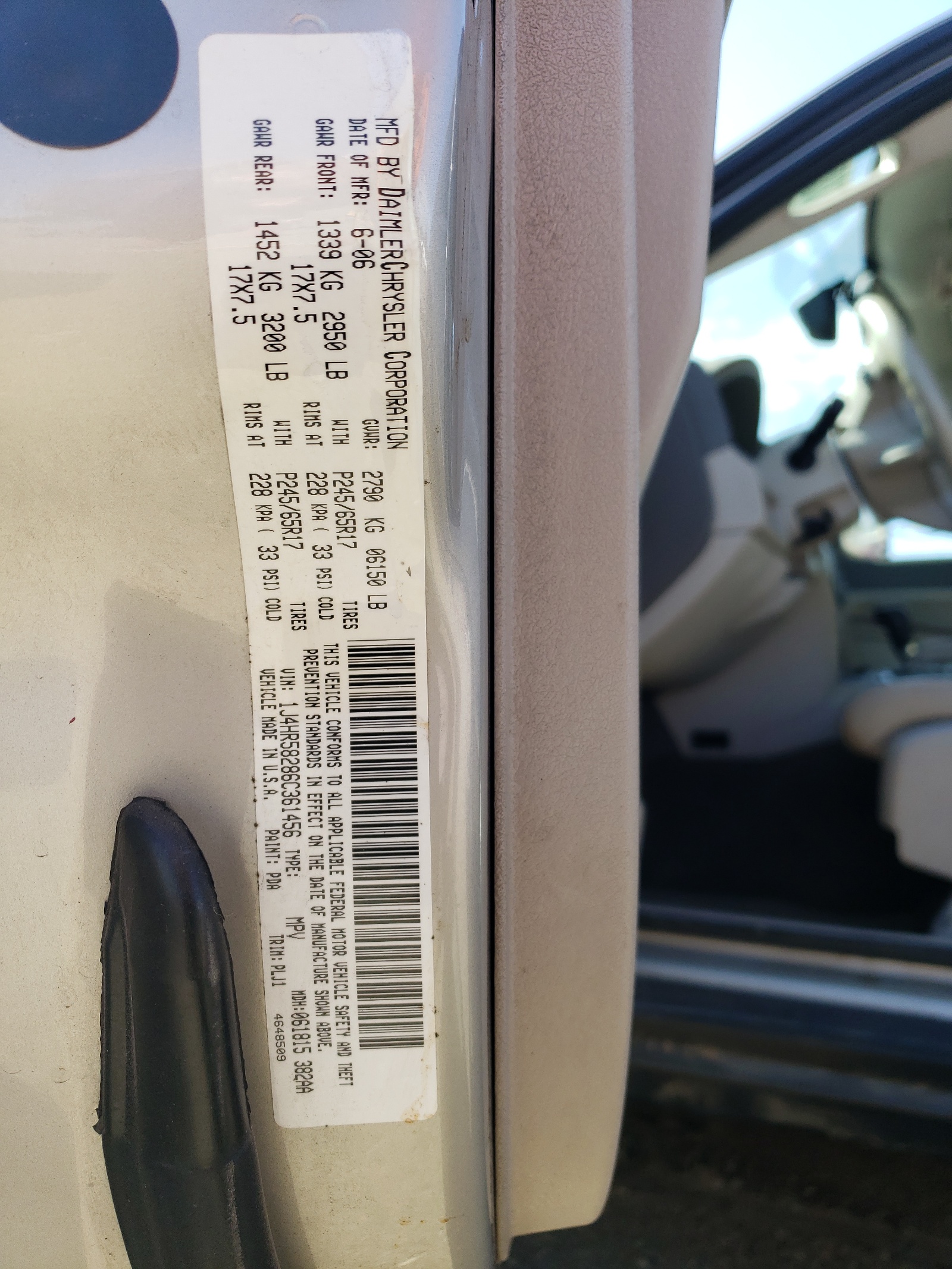 1J4HR58286C361456 2006 Jeep Grand Cherokee Limited