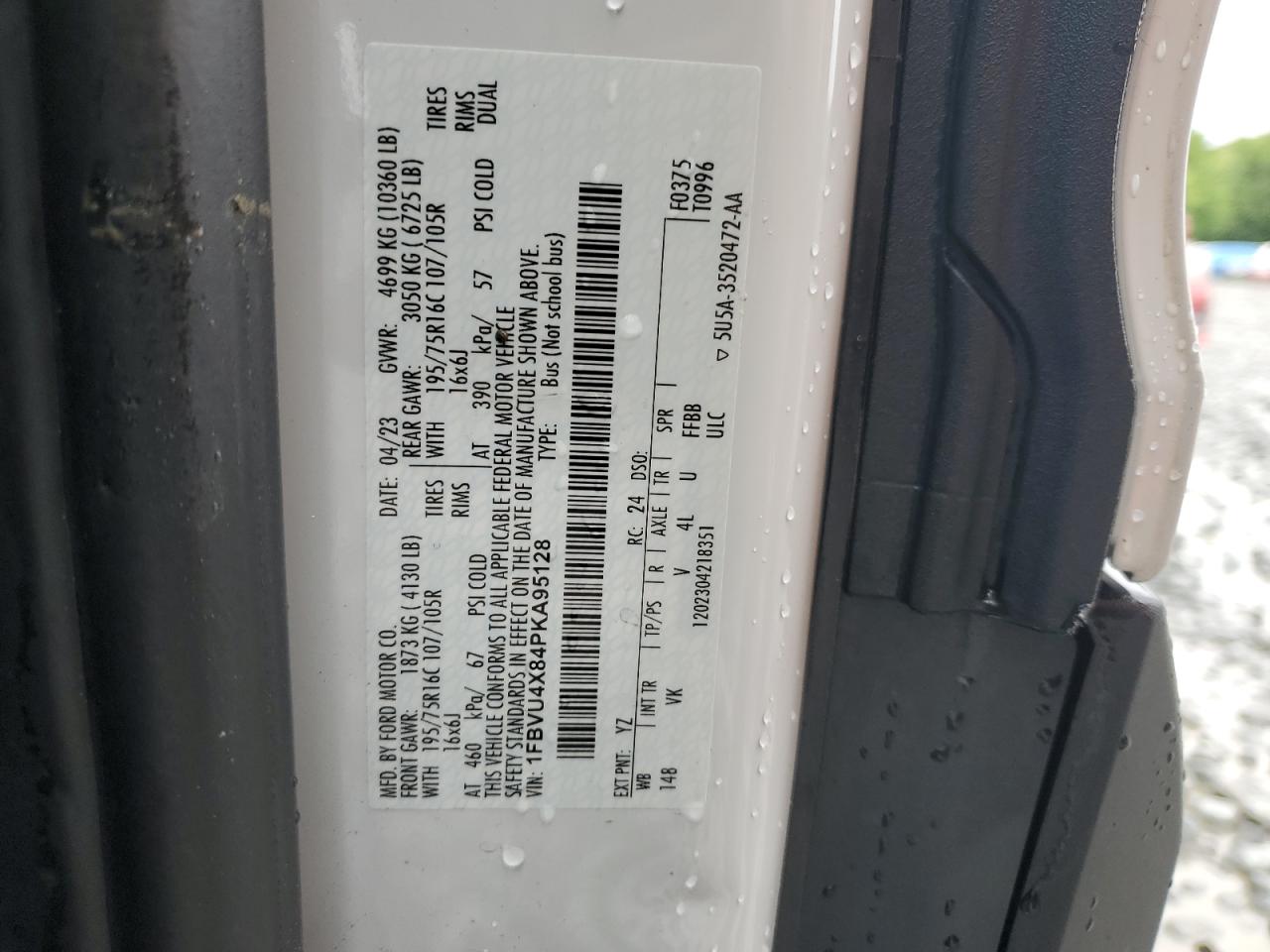 2023 Ford Transit T-350 Hd VIN: 1FBVU4X84PKA95128 Lot: 66251384