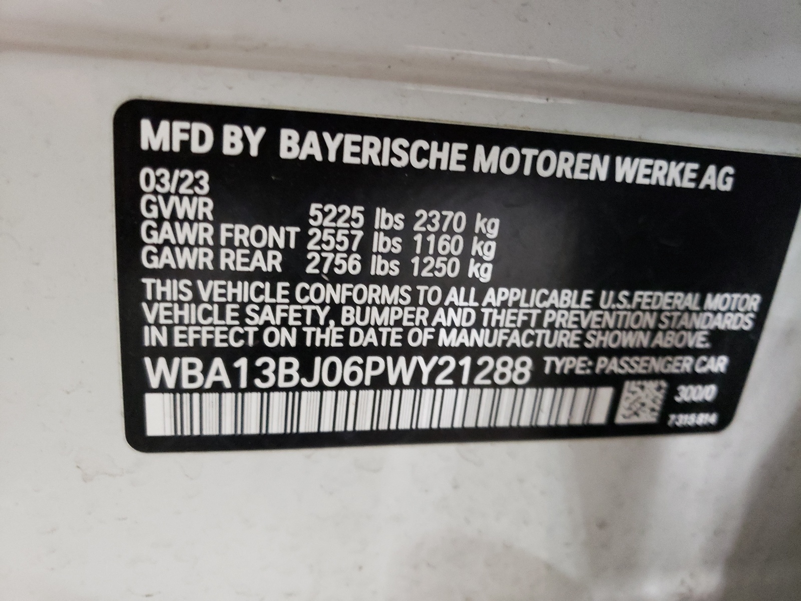 WBA13BJ06PWY21288 2023 BMW 530 Xi
